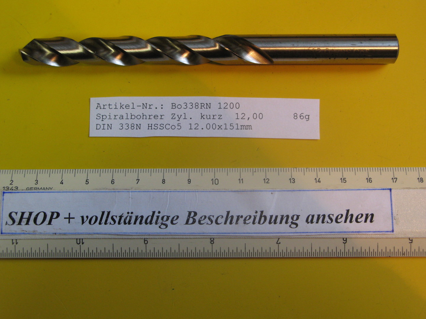 Rollastik HSS Spiralbohrer Ø 12,0 mm mit Zylindersch DIN 338 kurz d 12,0 5 Stk 